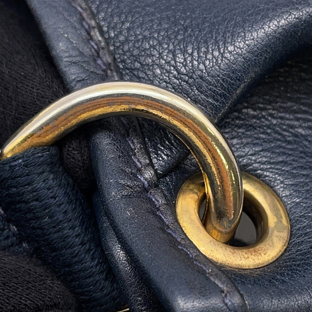 HERMES Rodeo Shoulder Bag Navy Leather