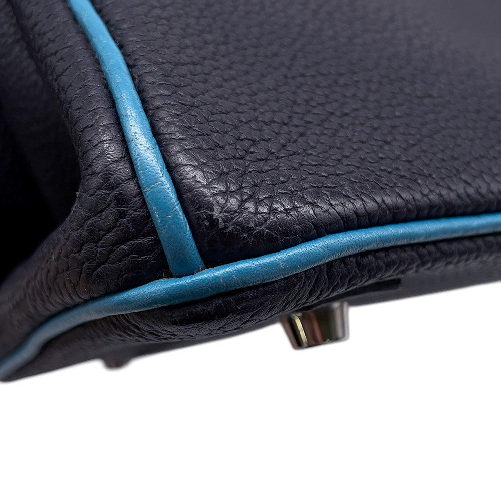 HERMES Birkin Blue Indigo/Blue Jean Togo Leather Size 30
