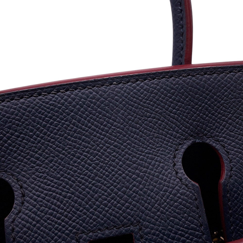 HERMES Birkin Contour Blue Indigo/Rouge H Epsom Size 25