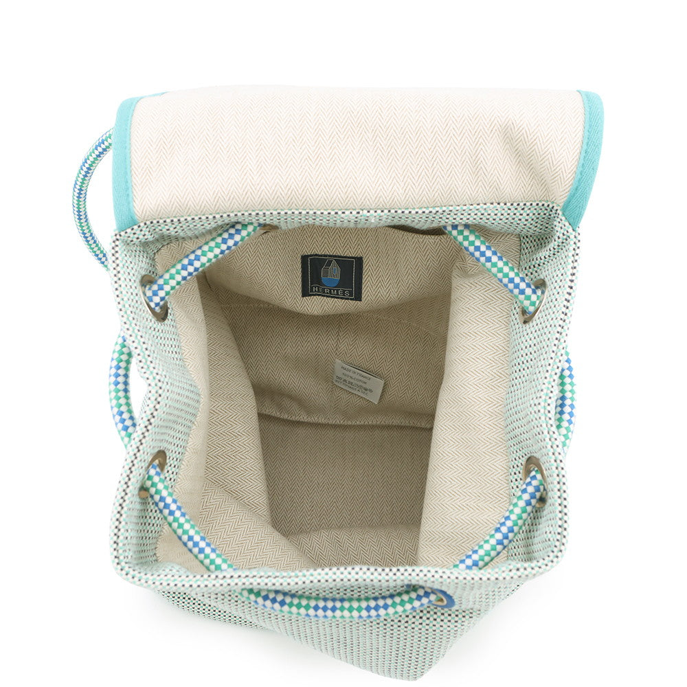 HERMES Le Caban Backpack Marine/Menthe Cotton