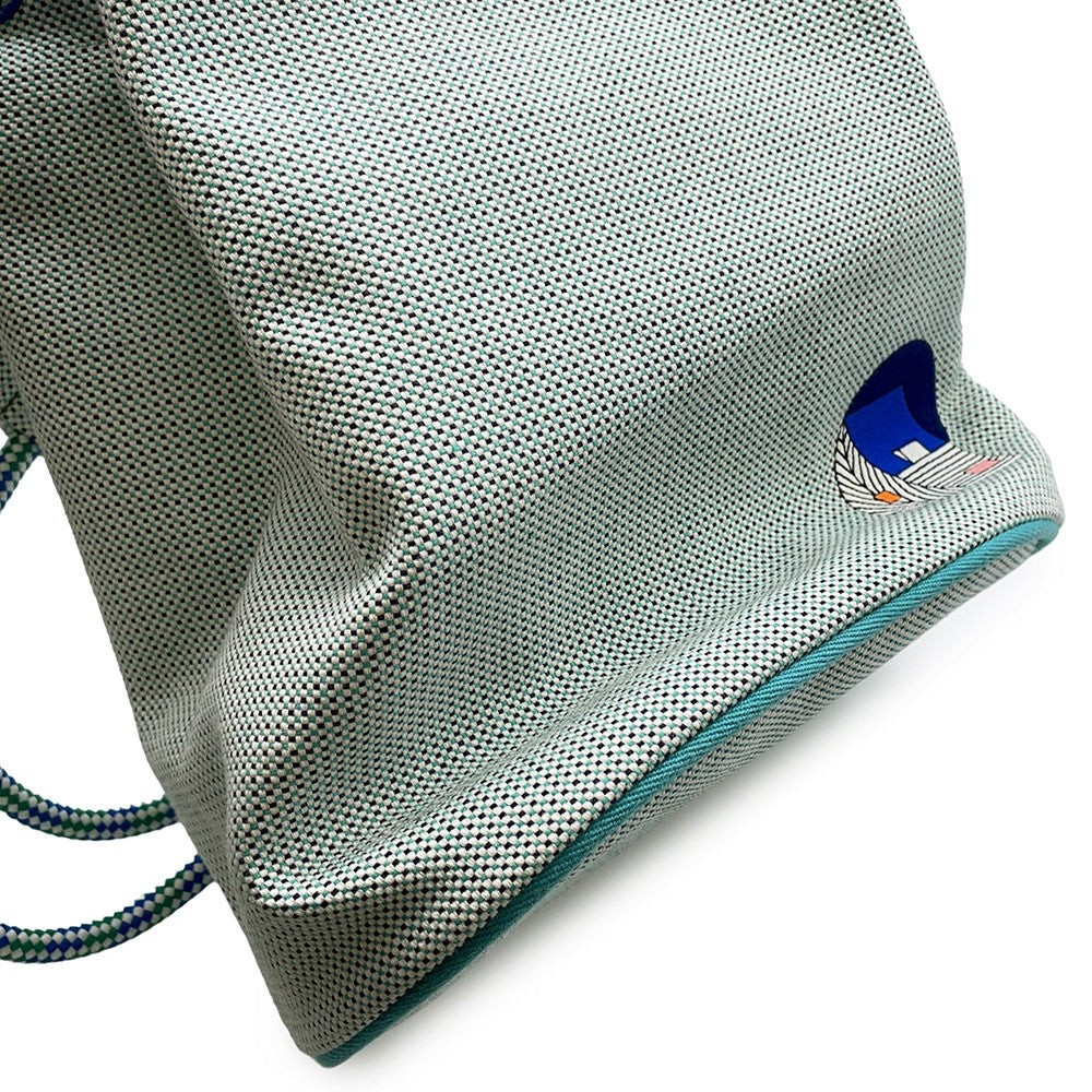 HERMES Le Caban Backpack Marine/Menthe Cotton
