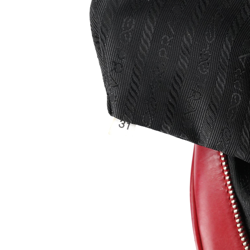 B11334 White Red Perforated Leather Bowling Bag