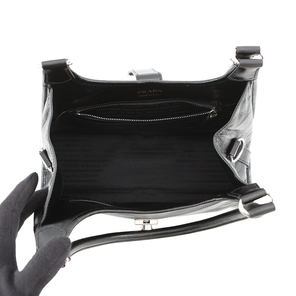 PRADA Hobo Bag Black1BG563 Leather Size Medium