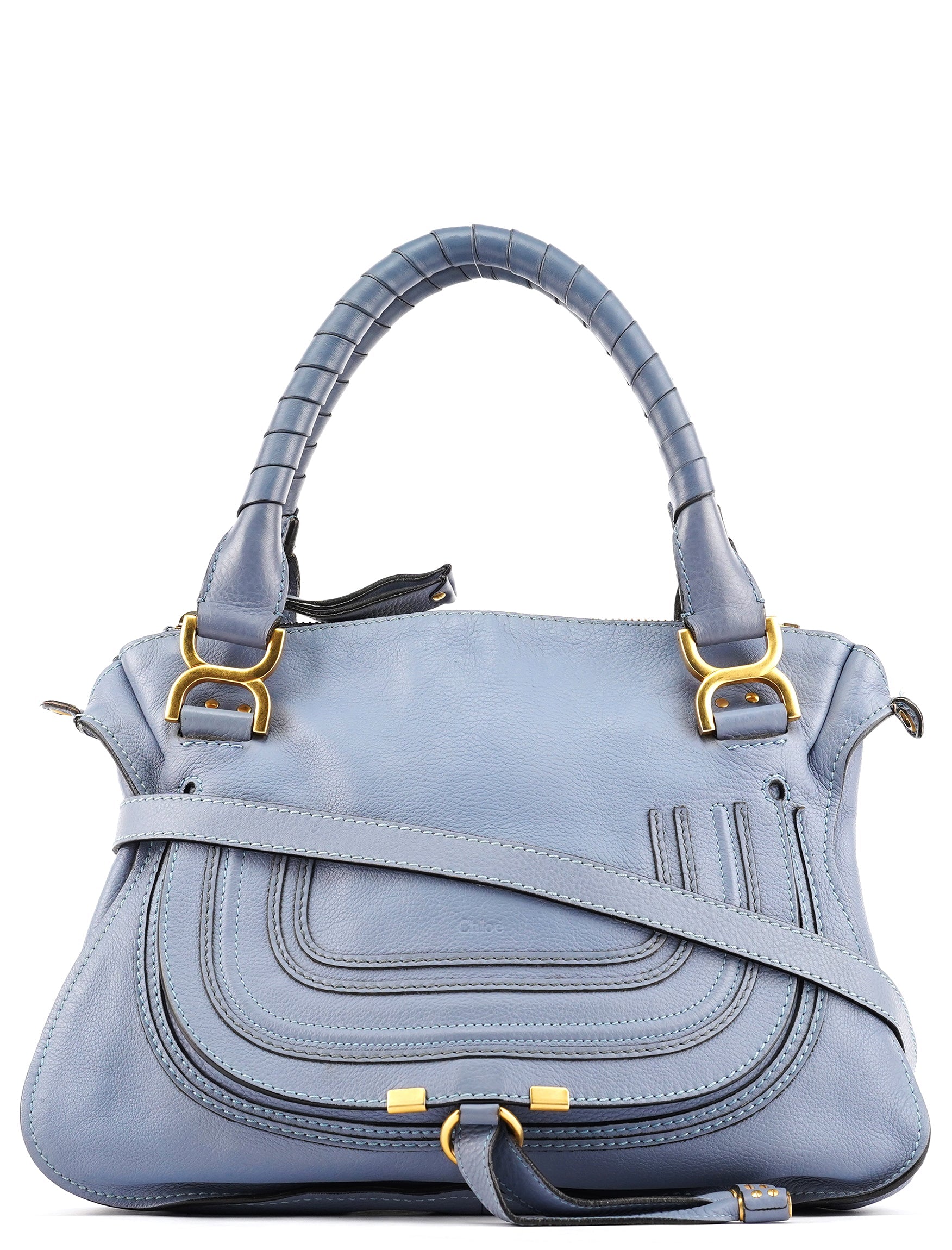 Light Blue Leather Marcie 2-Way Bag