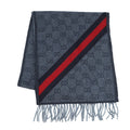 GUCCI Webbing line Scarf Midnight Blue570603 3GB18 4068 Wool 75% Alpaca25%