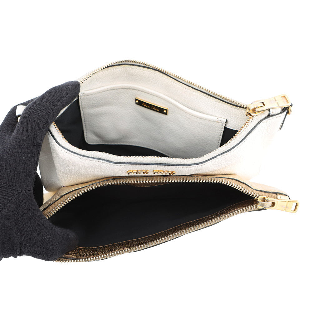 MIUMIU ChainShoulder Bag White/Gold Leather