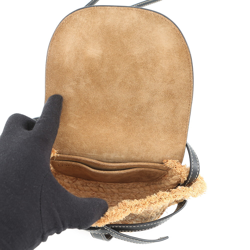 LOEWE Gate Shoulder Bag Black/Natural329.13.U62 Raffia Leather Size Mini