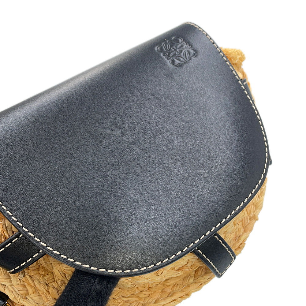 LOEWE Gate Shoulder Bag Black/Natural329.13.U62 Raffia Leather Size Mini
