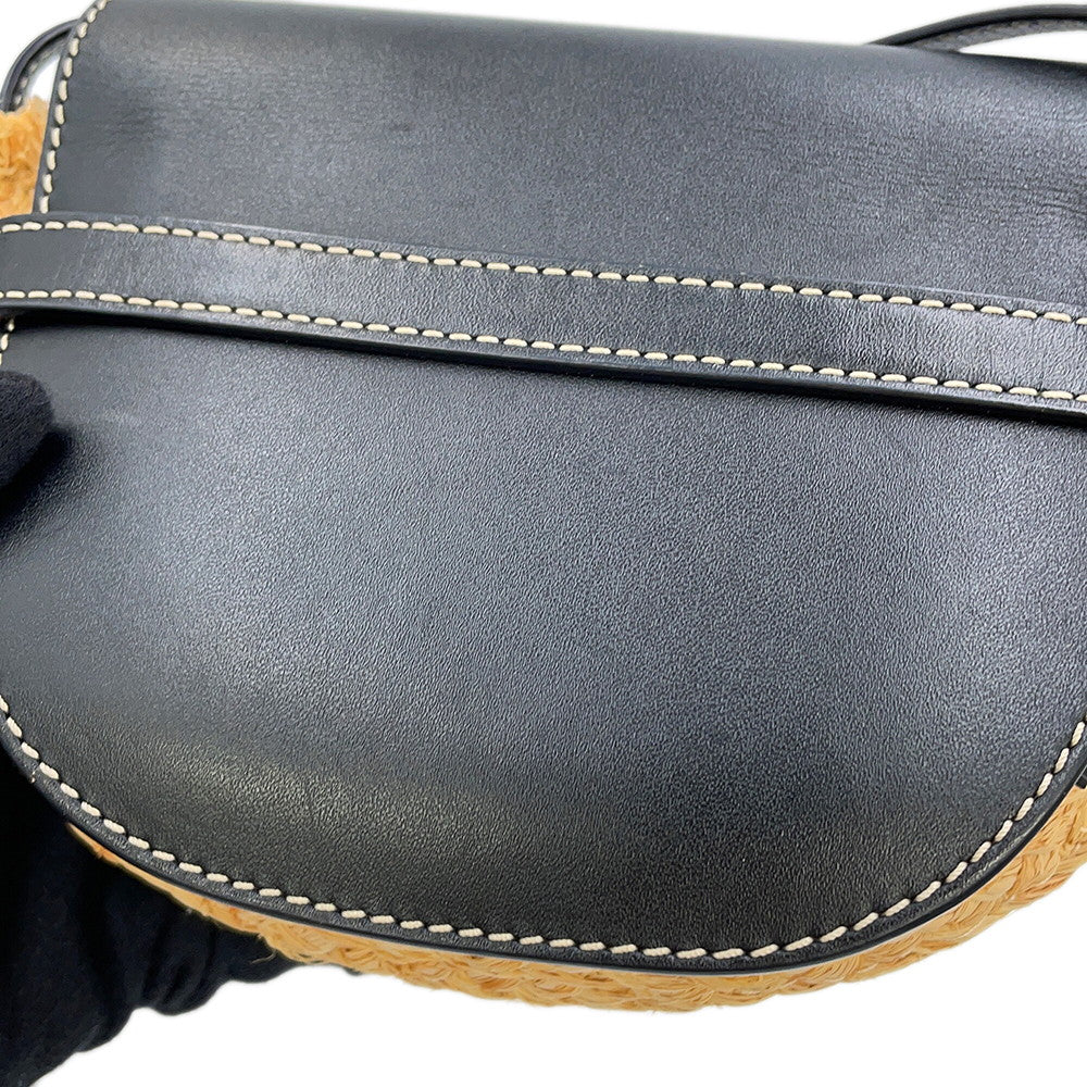 LOEWE Gate Shoulder Bag Black/Natural329.13.U62 Raffia Leather Size Mini
