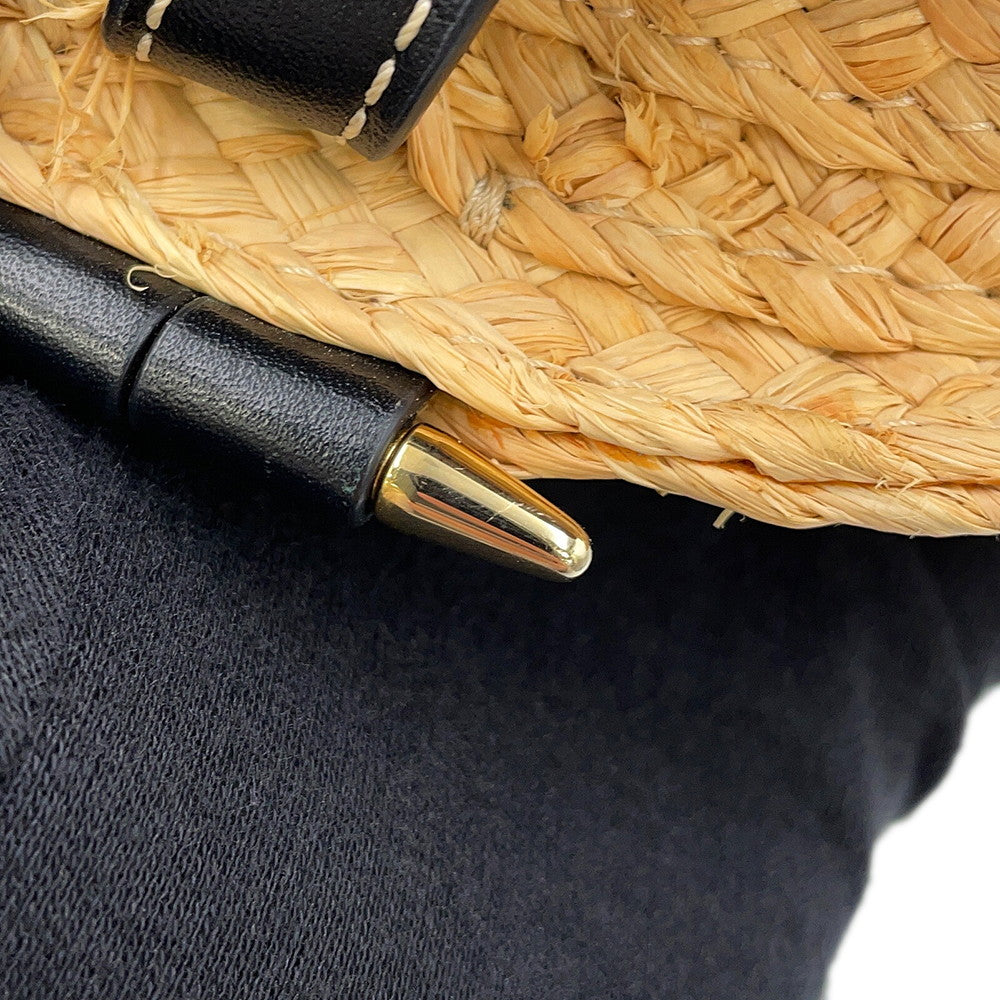 LOEWE Gate Shoulder Bag Black/Natural329.13.U62 Raffia Leather Size Mini
