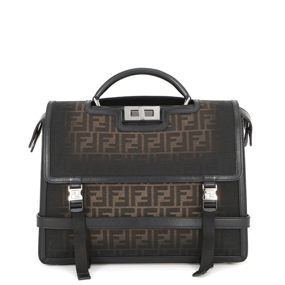 FENDI Peekaboo I See You Gradation Zucca Khaki/Black7VA599 Canvas Leather