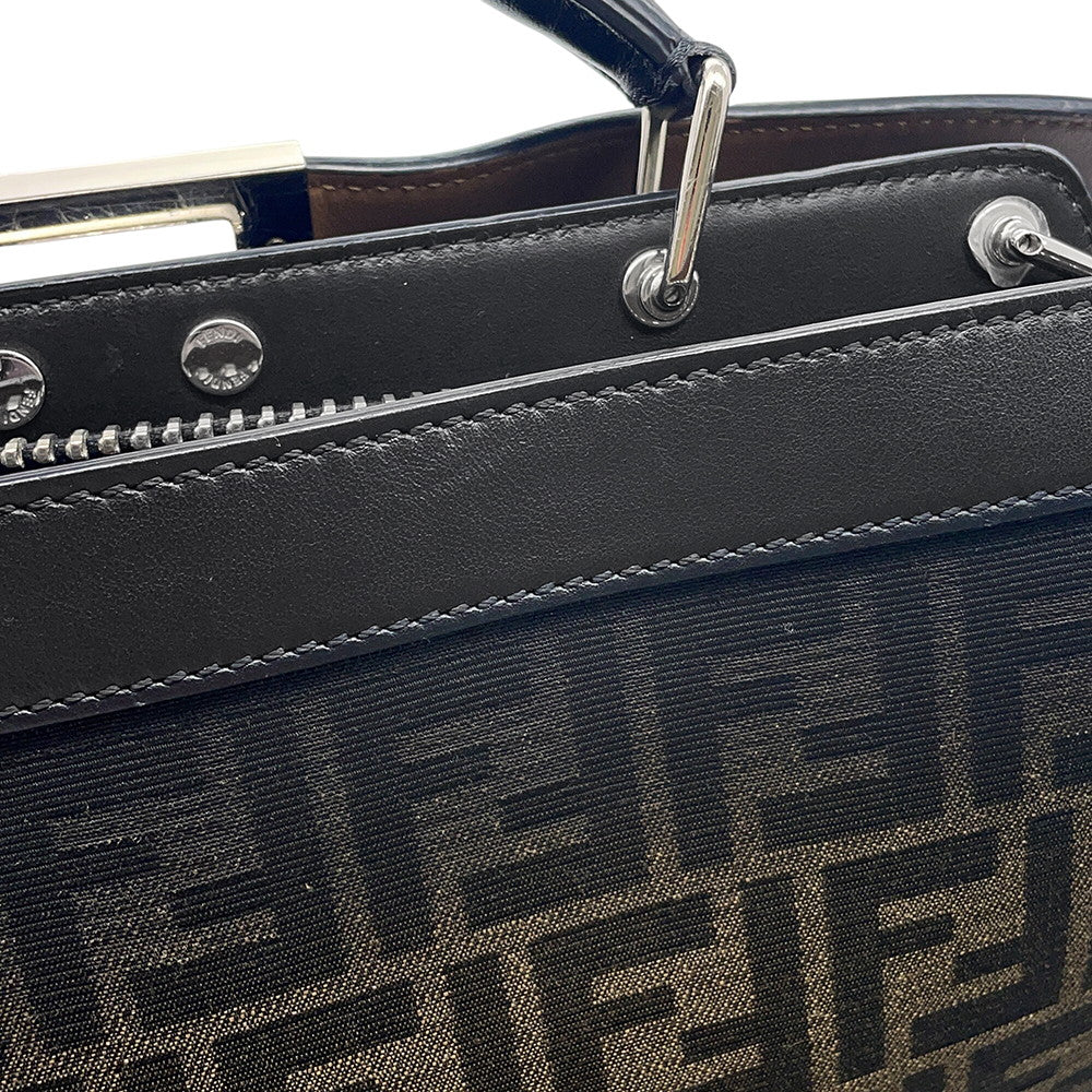 FENDI Peekaboo I See You Gradation Zucca Khaki/Black7VA599 Canvas Leather