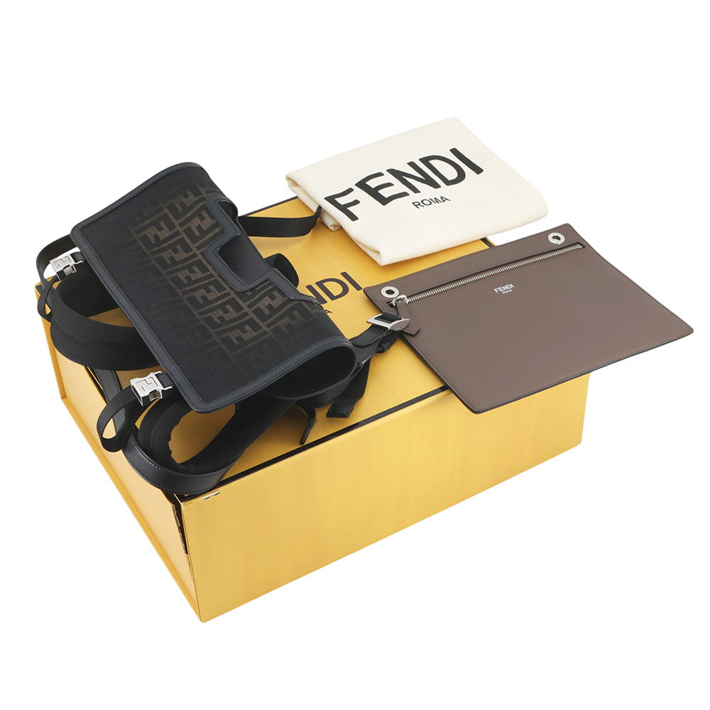 FENDI Peekaboo I See You Gradation Zucca Khaki/Black7VA599 Canvas Leather