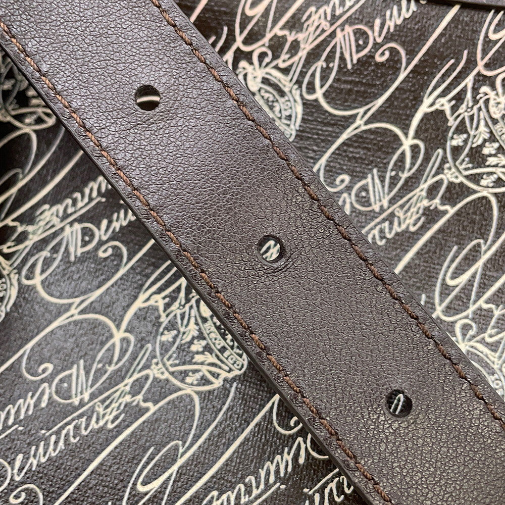 Berluti Musette Toile Marbouf Messenger Bag Brown Leather