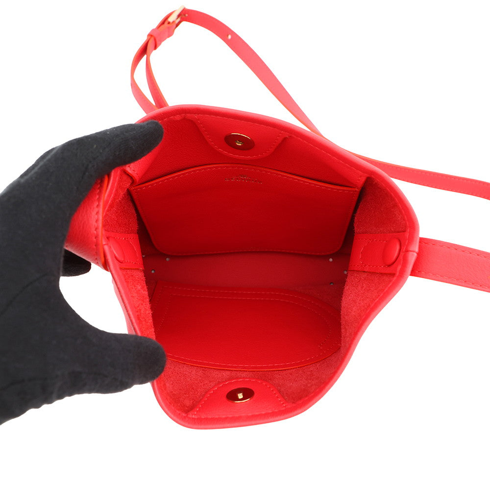 Delvaux Bread Shoulder Bag Red Leather