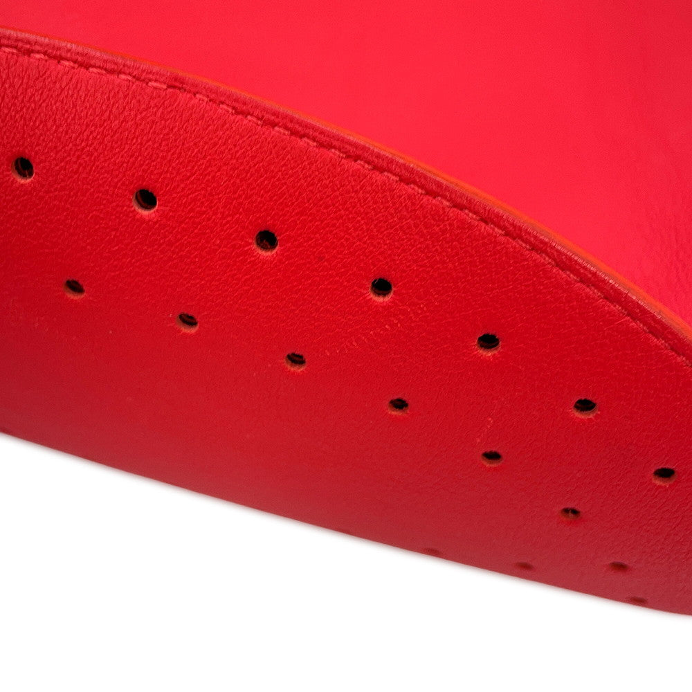 Delvaux Bread Shoulder Bag Red Leather