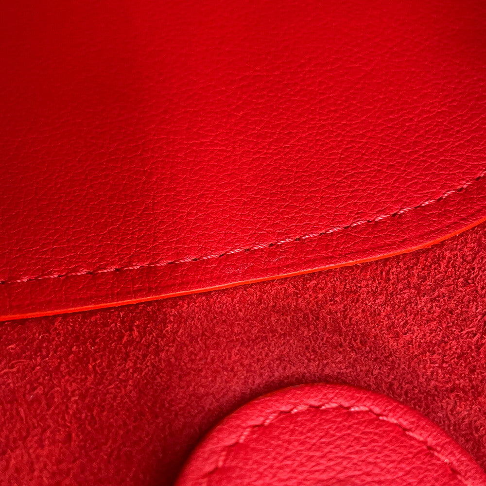 Delvaux Bread Shoulder Bag Red Leather
