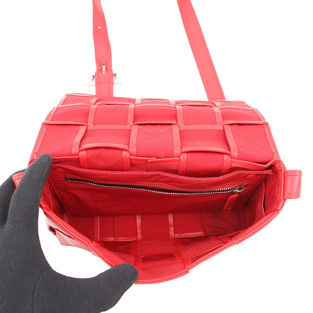 Bottega Veneta Maxi INTRECCIATO Shoulder Bag Red Leather