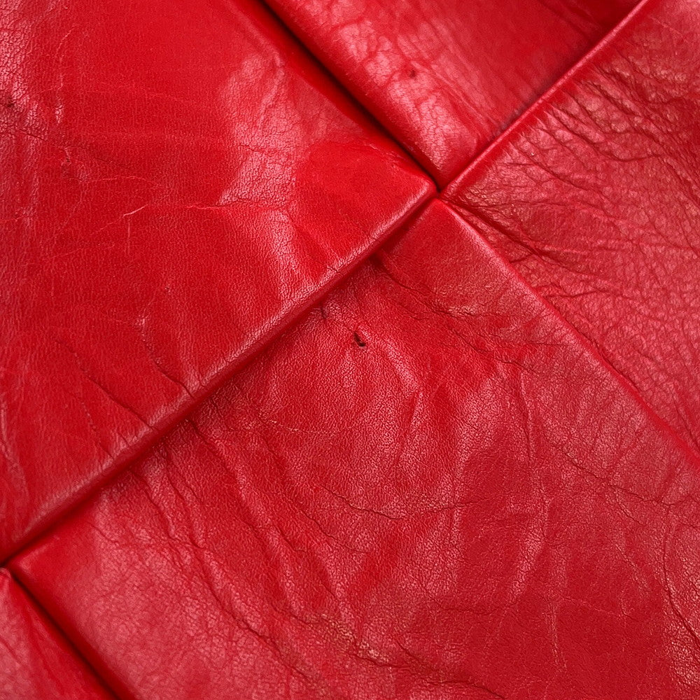 Bottega Veneta Maxi INTRECCIATO Shoulder Bag Red Leather