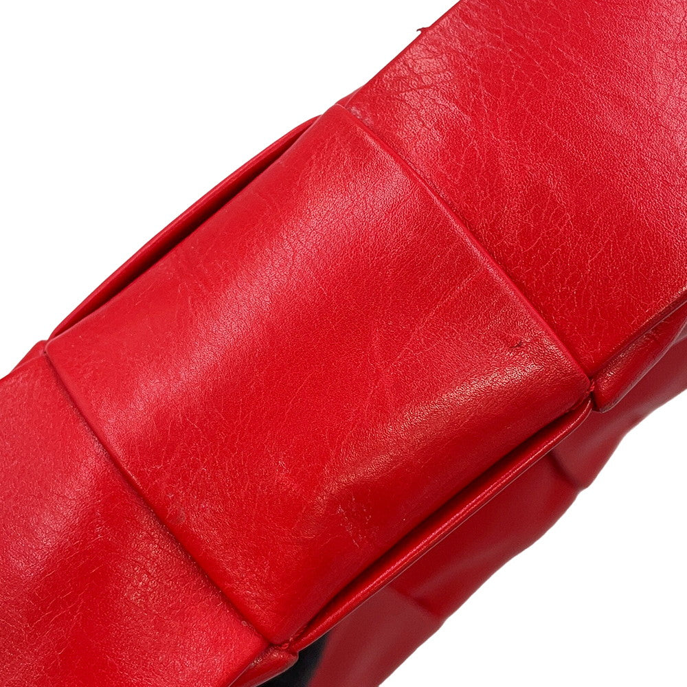 Bottega Veneta Maxi INTRECCIATO Shoulder Bag Red Leather