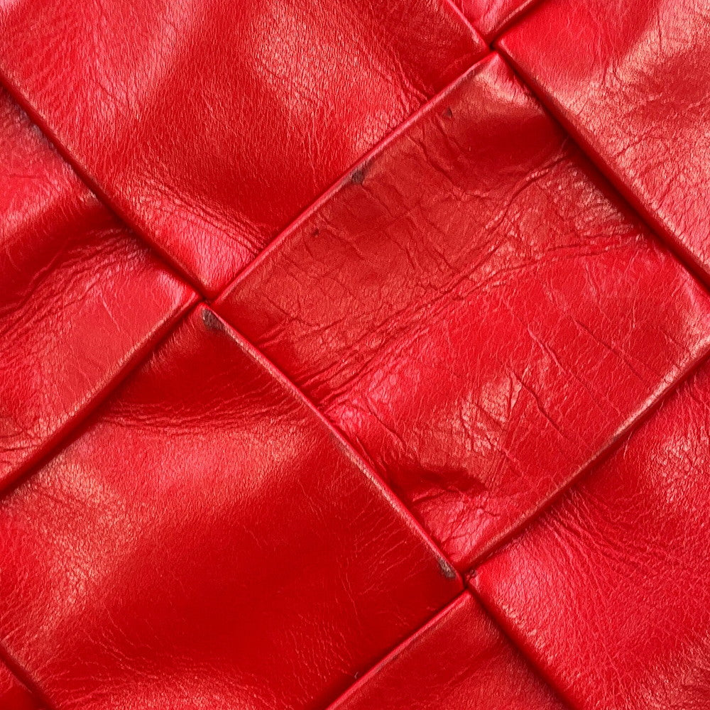 Bottega Veneta Maxi INTRECCIATO Shoulder Bag Red Leather