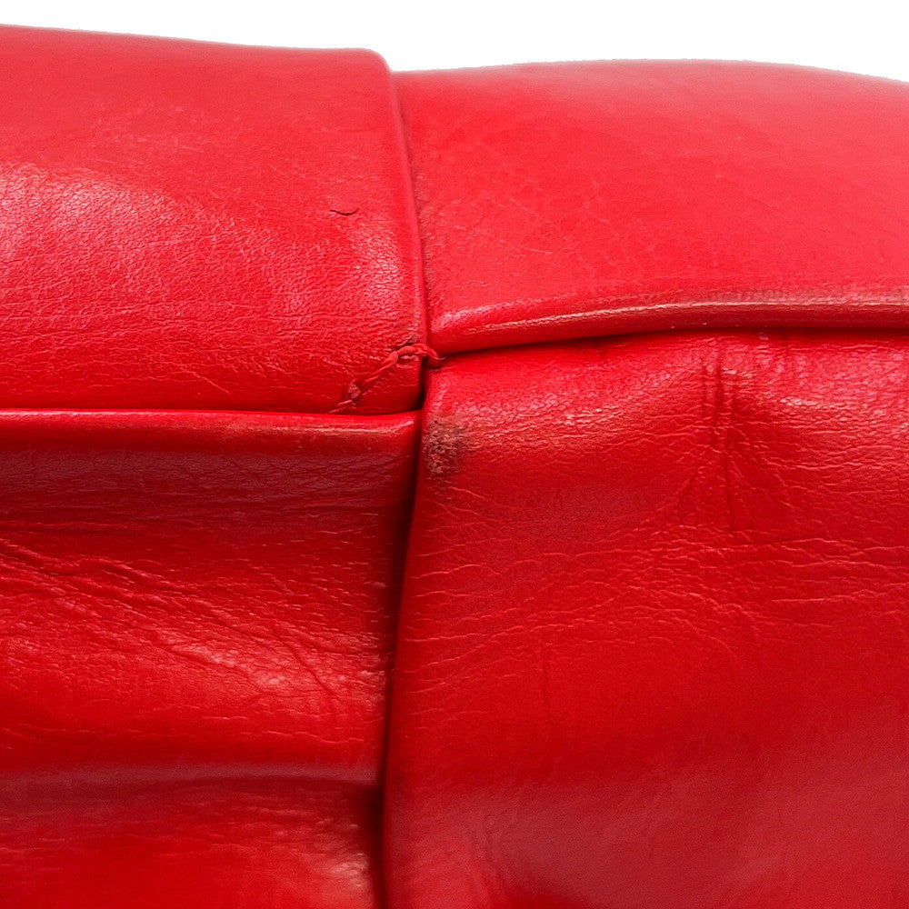 Bottega Veneta Maxi INTRECCIATO Shoulder Bag Red Leather