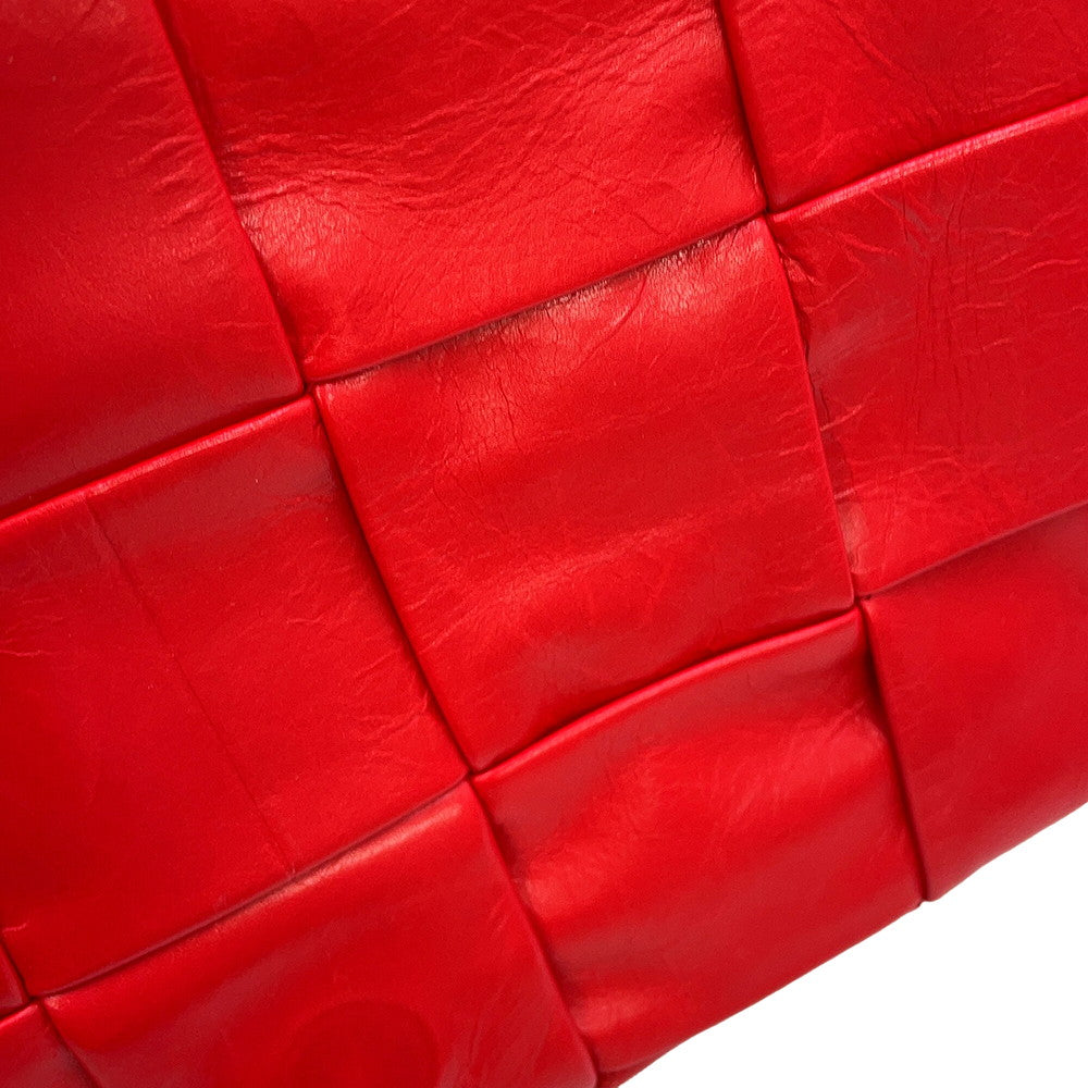 Bottega Veneta Maxi INTRECCIATO Shoulder Bag Red Leather