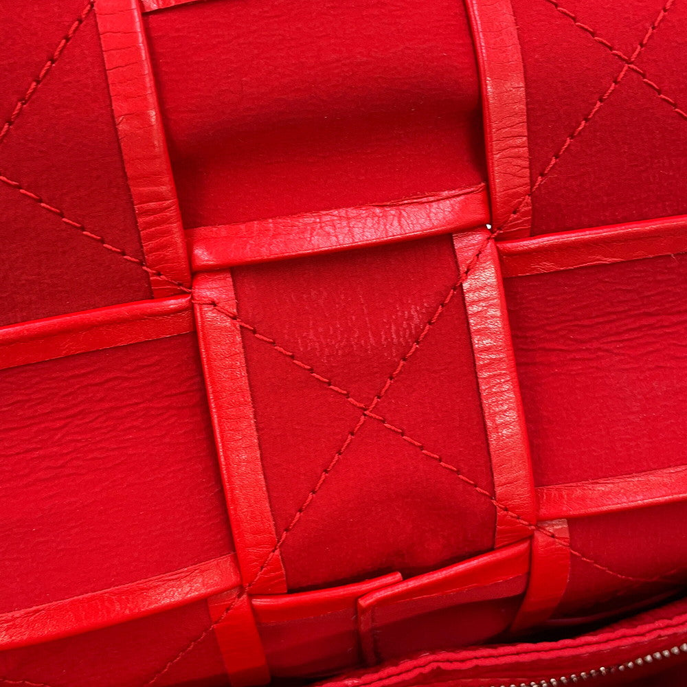 Bottega Veneta Maxi INTRECCIATO Shoulder Bag Red Leather