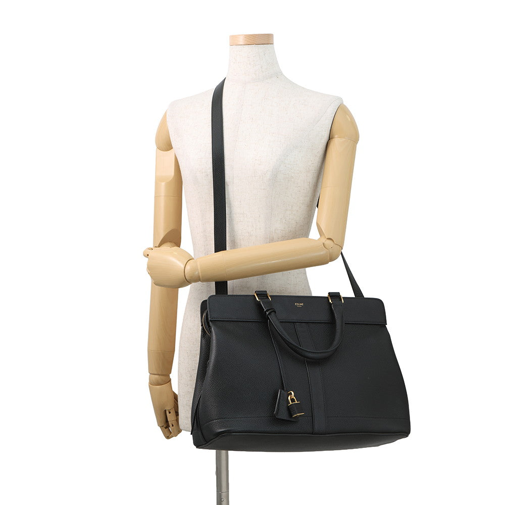 CELINE Cabas de France 2-way Bag Black192663CRE.38NO Grained CalfLeather Size Medium