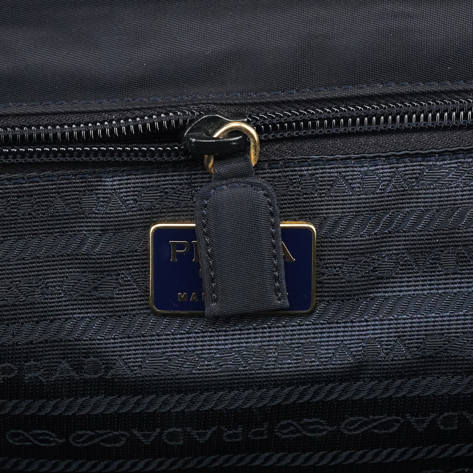 Navy Tessuto Metallo Nylon Top Handle Bag