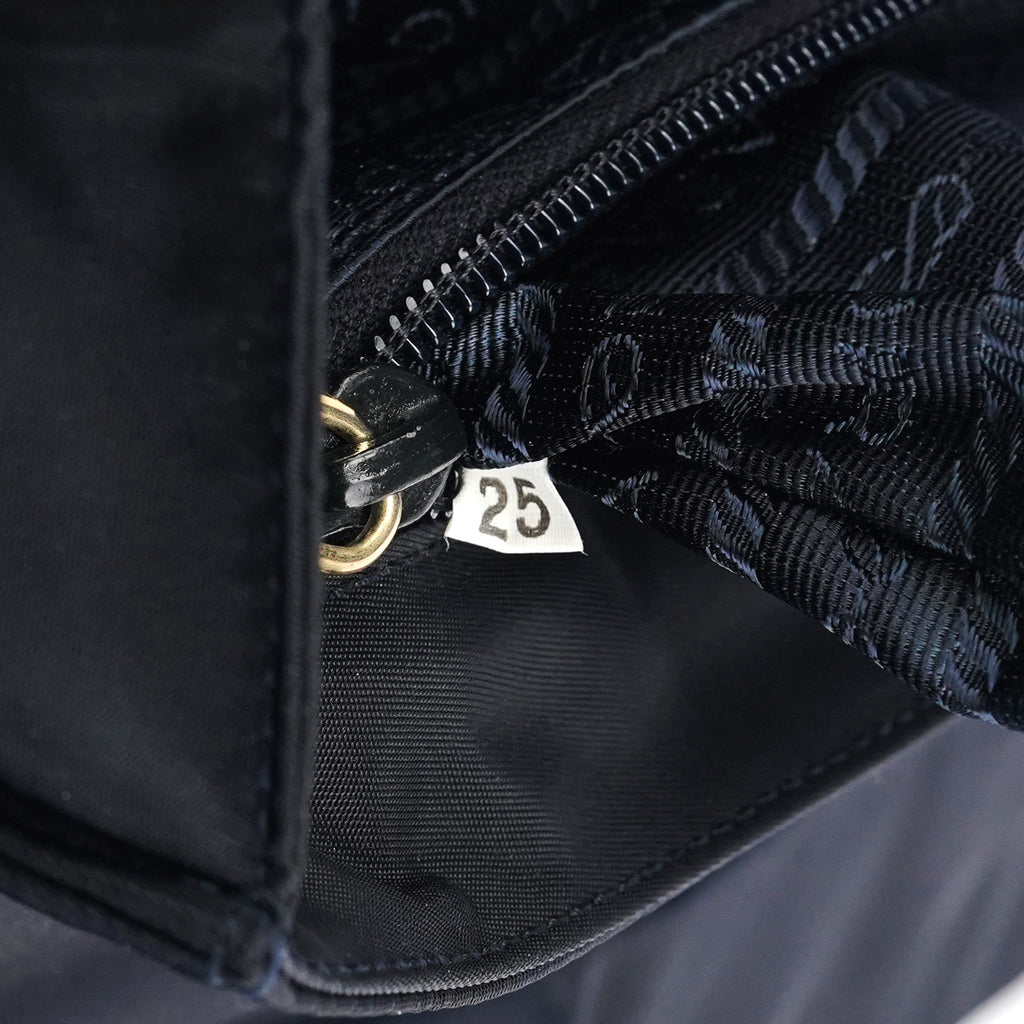 Navy Tessuto Metallo Nylon Top Handle Bag