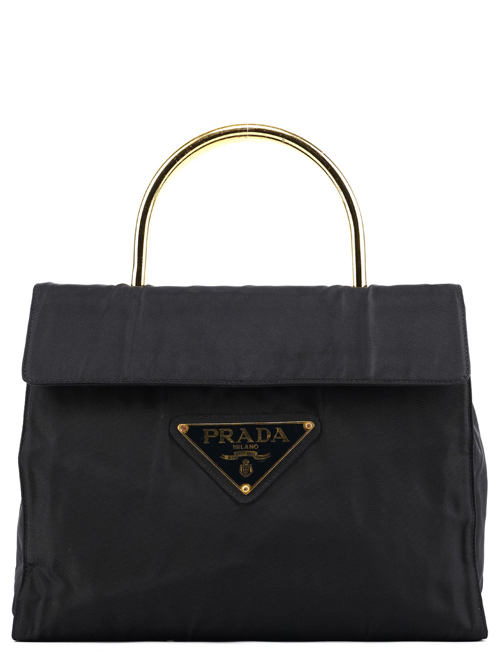 Navy Tessuto Metallo Nylon Top Handle Bag
