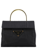 Navy Tessuto Metallo Nylon Top Handle Bag
