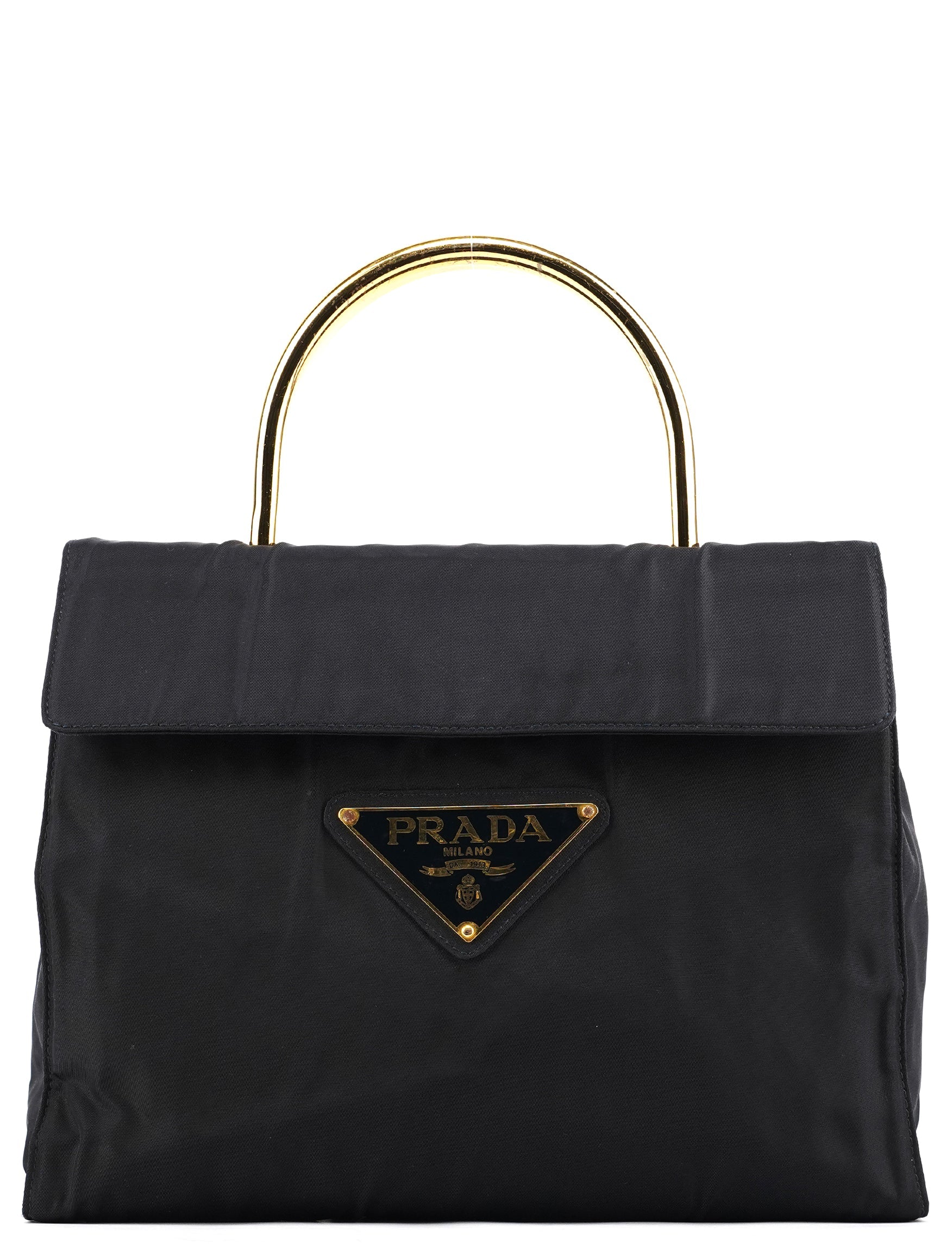 Navy Tessuto Metallo Nylon Top Handle Bag