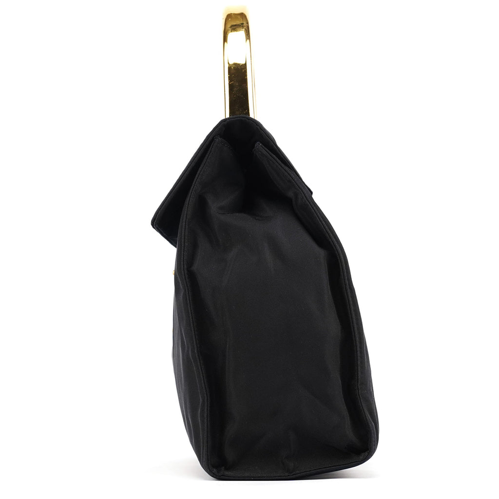 Navy Tessuto Metallo Nylon Top Handle Bag