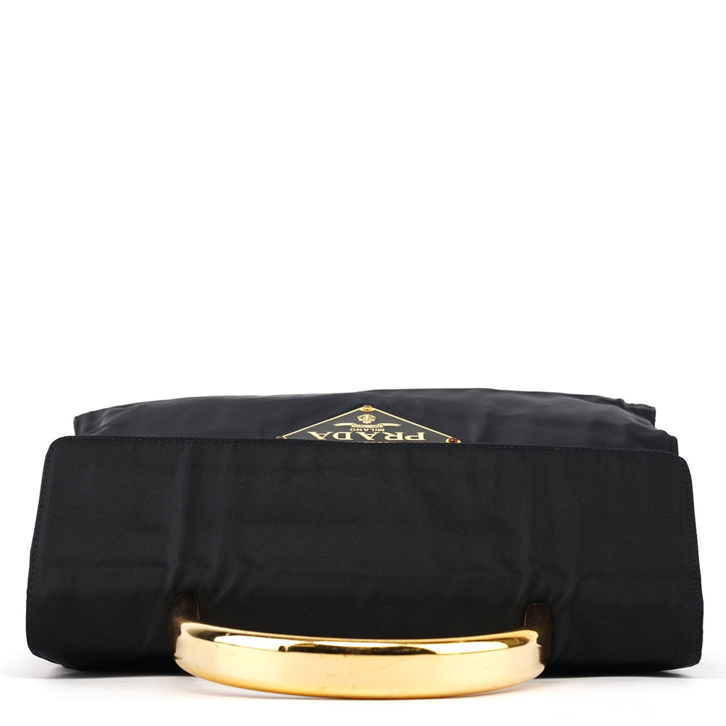 Navy Tessuto Metallo Nylon Top Handle Bag