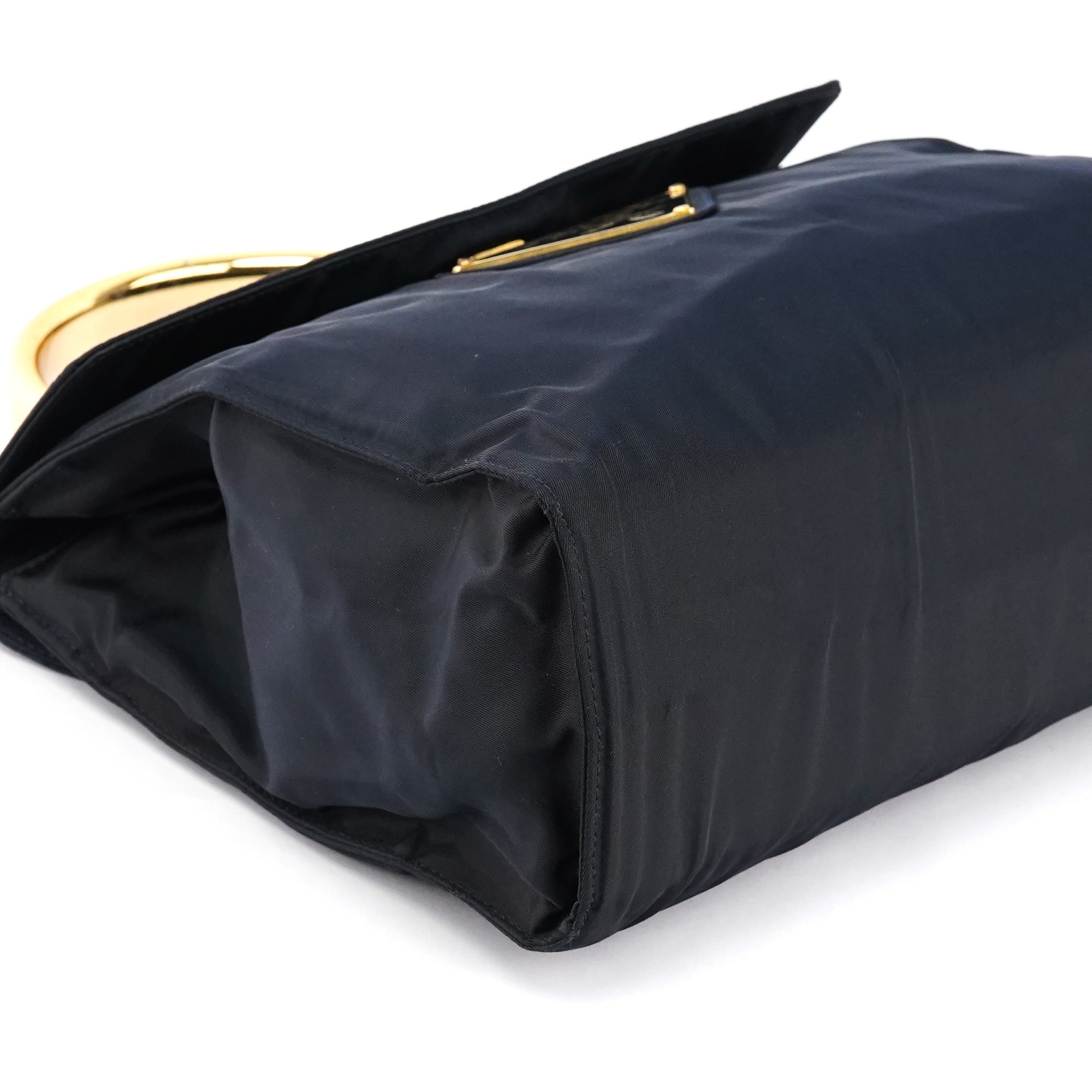 Navy Tessuto Metallo Nylon Top Handle Bag