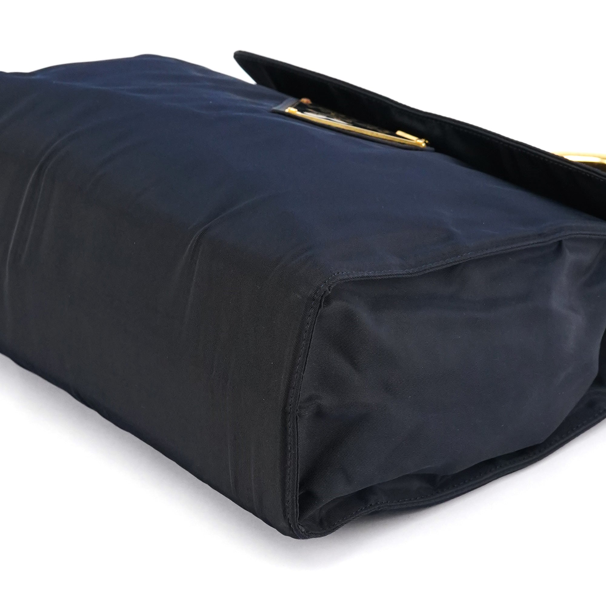 Navy Tessuto Metallo Nylon Top Handle Bag