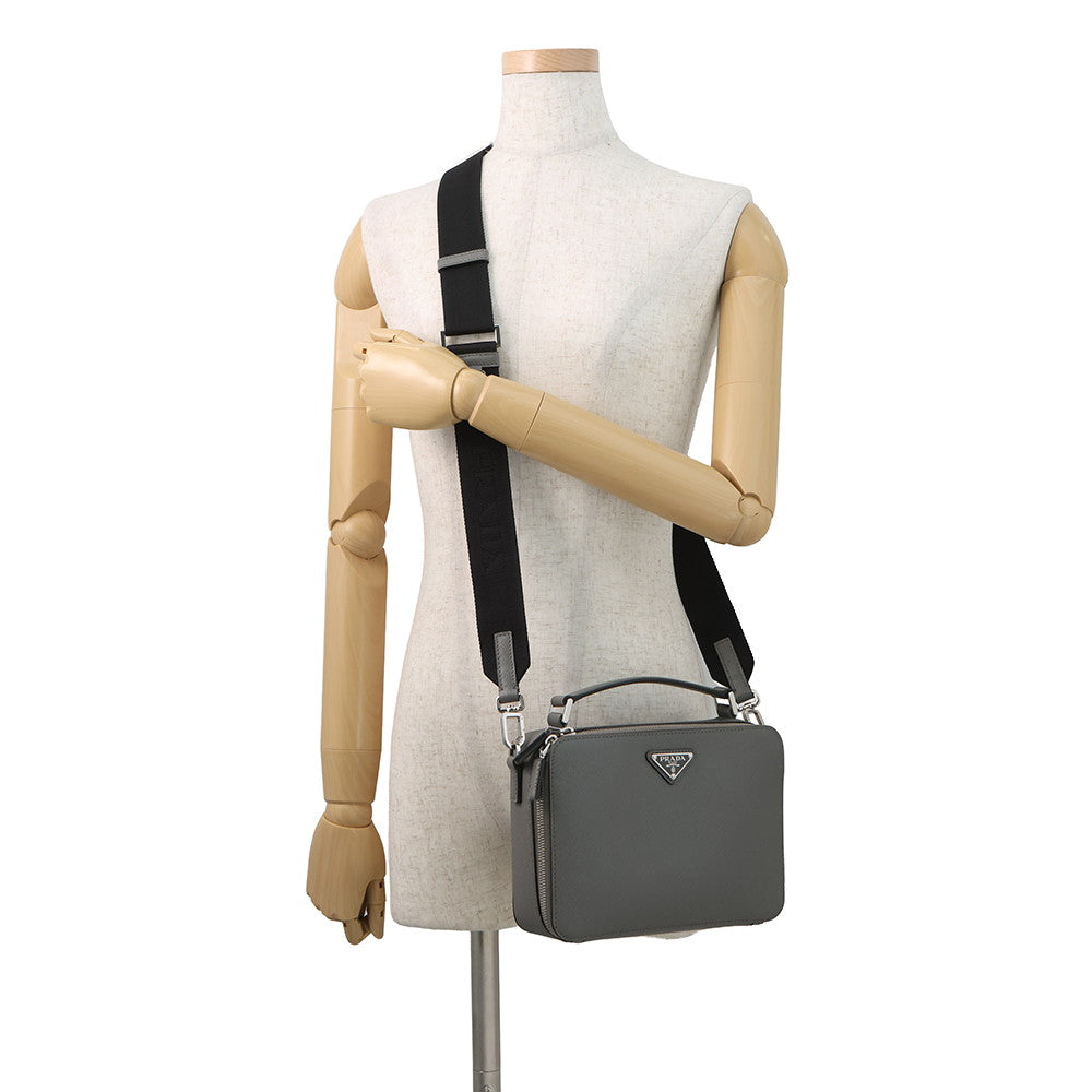 PRADA Brique 2way Shoulder Bag Gray1VH069_9Z2_F0K44 Saffiano LeatherLeather