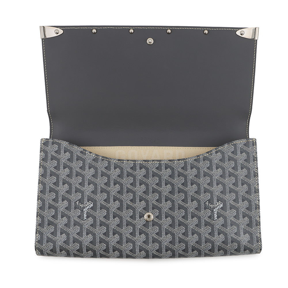 GOYARD Monte Carlo Clutch Bag Gray PVC Leather