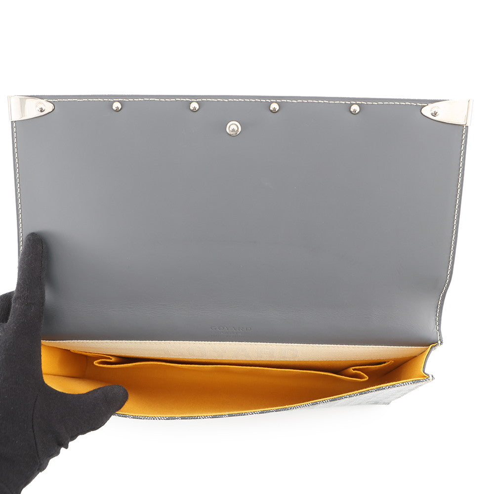 GOYARD Monte Carlo Clutch Bag Gray PVC Leather