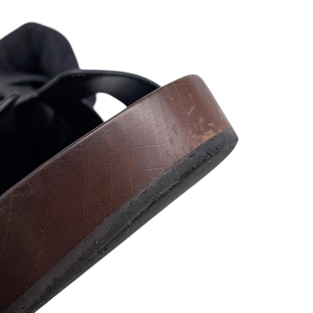 HERMES Cosplay Sandals Black/Brown Leather Wood Size 35