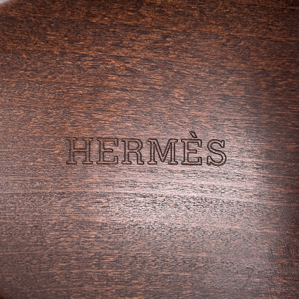 HERMES Cosplay Sandals Black/Brown Leather Wood Size 35
