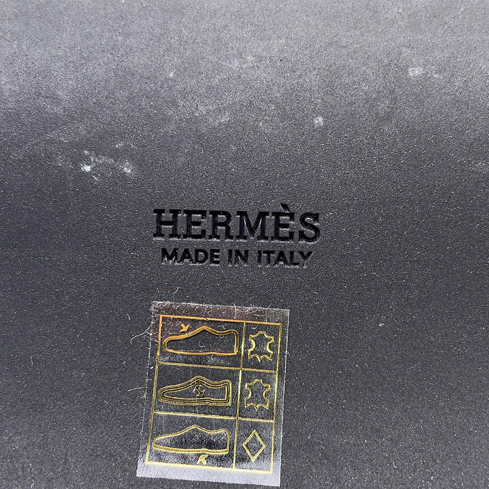 HERMES Cosplay Sandals Black/Brown Leather Wood Size 35