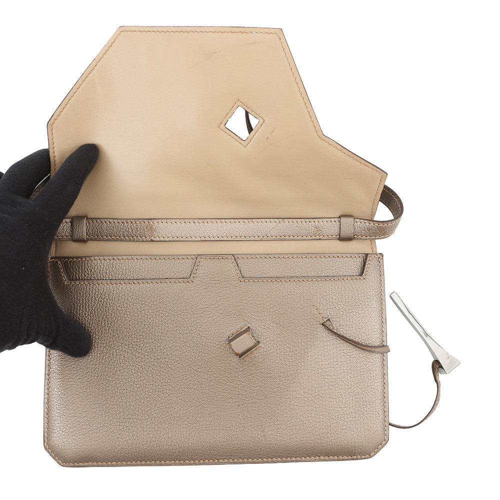 HERMES Envelope Shoulder Bag Gold Chevre Myzore Goatskin