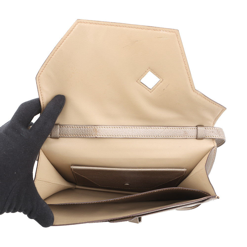 HERMES Envelope Shoulder Bag Gold Chevre Myzore Goatskin
