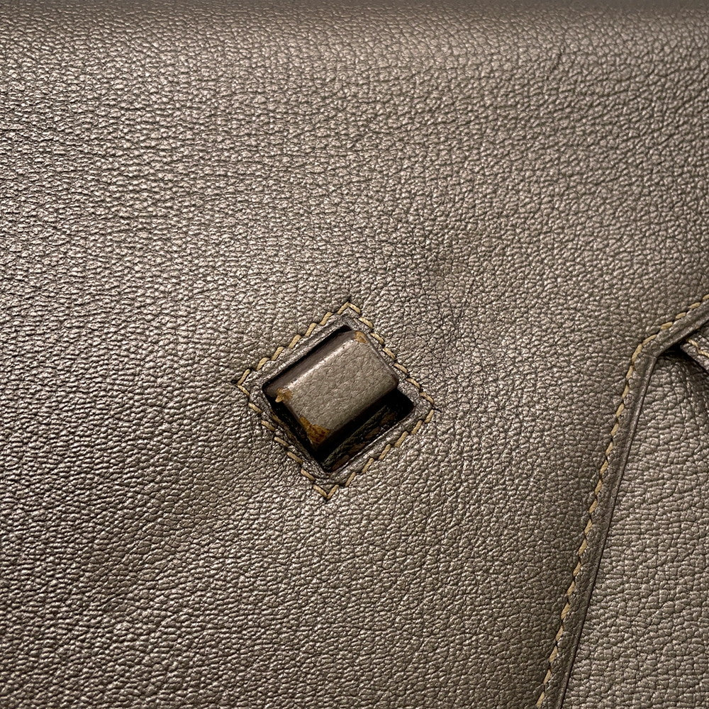 HERMES Envelope Shoulder Bag Gold Chevre Myzore Goatskin