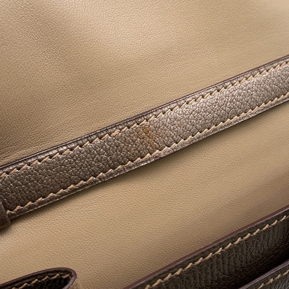 HERMES Envelope Shoulder Bag Gold Chevre Myzore Goatskin