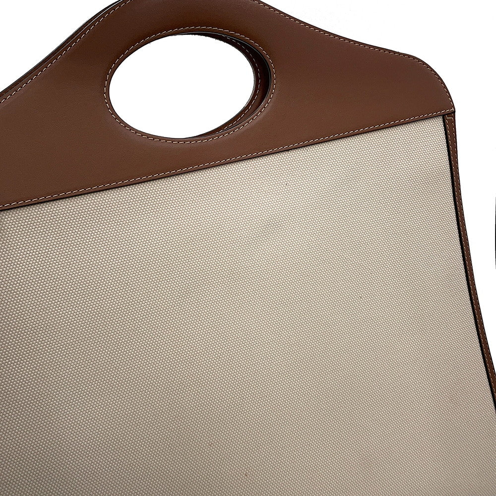 BURBERRY Pocket Bag 2WAY Bag Natural/Malt Brown8039362 Canvas Leather Size Medium