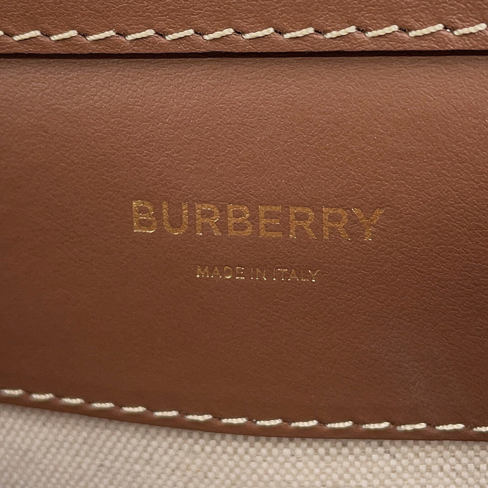 BURBERRY Pocket Bag 2WAY Bag Natural/Malt Brown8039362 Canvas Leather Size Medium